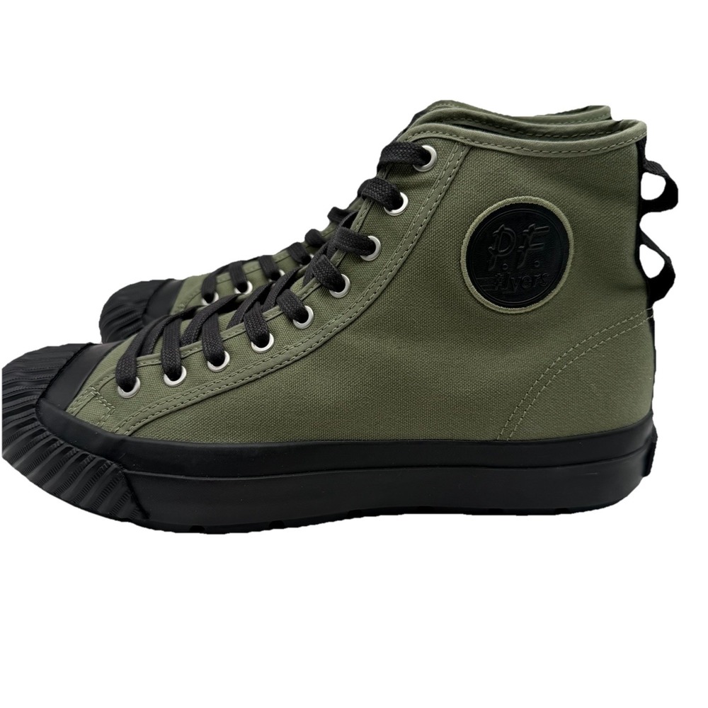 PF Flyers Grounder Hi Olive Green Black Canvas Mens 9.5 Shoes High Top Sneakers
